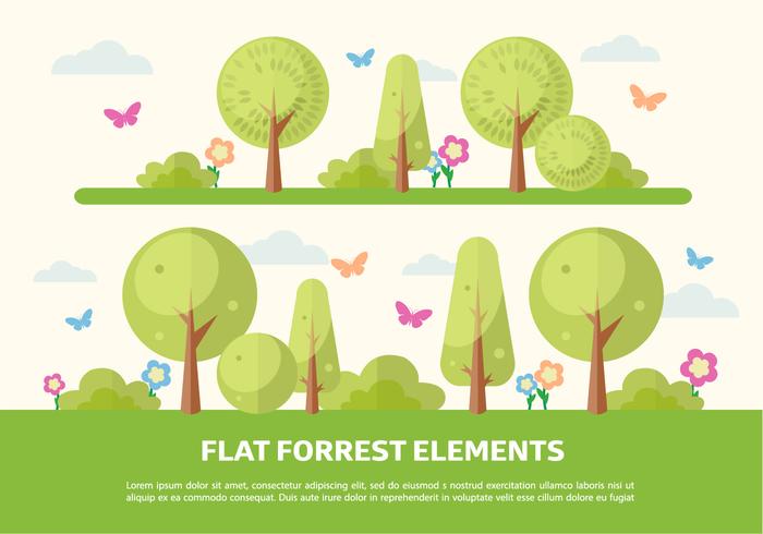 Libre plana Forrest Elementos Vector de fondo