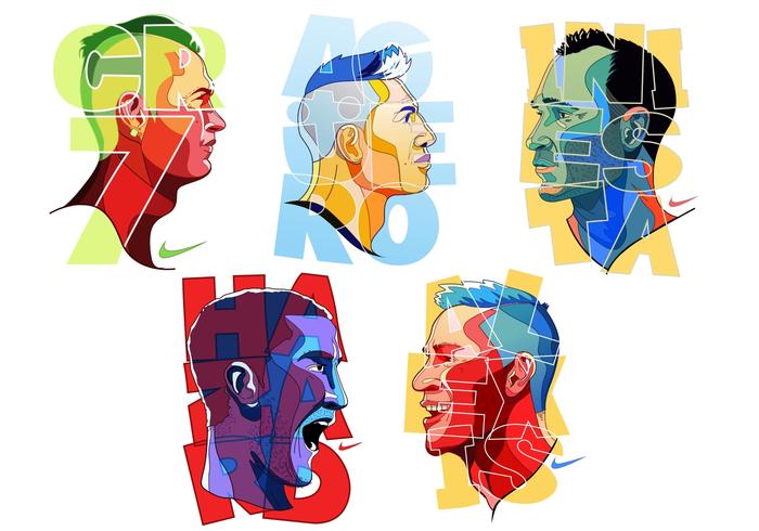 Colorful Futbol Player Vectors Colorful Futbol Player Vectors