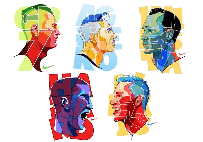 Colorful Futbol Player Vectors