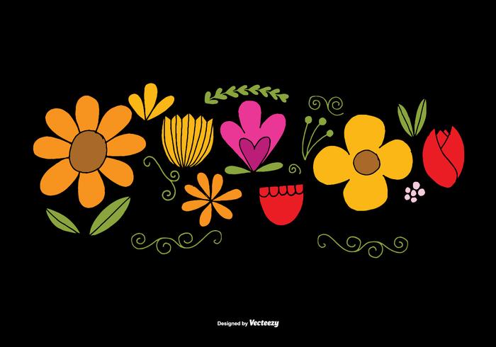 Hand Drawn Flower Element Vectors