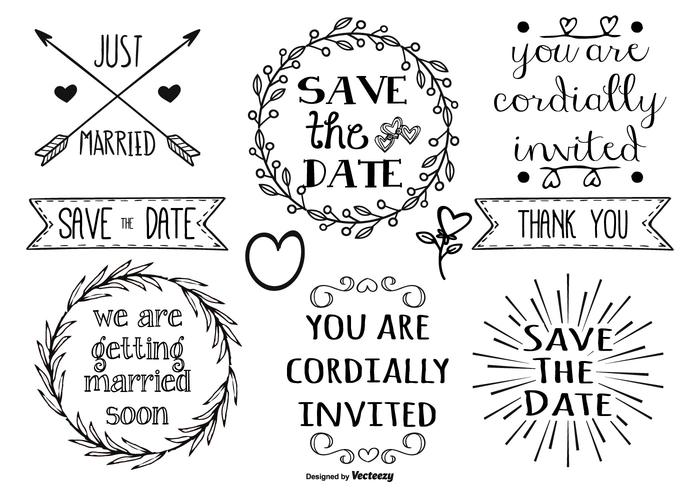 Cute Hand Drawn Style Marriage Labels vector