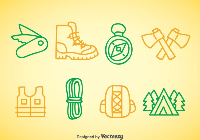 Iconos Doodle Mountaineer vector