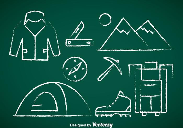 Mountaineer Chalk Draw Icons vector