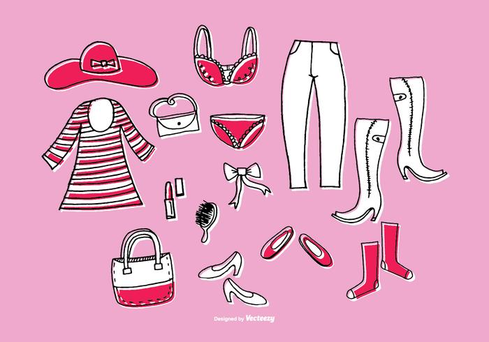 Hand Drawn Women's Clothing Vectors Hand Drawn Women's Clothing Vectors