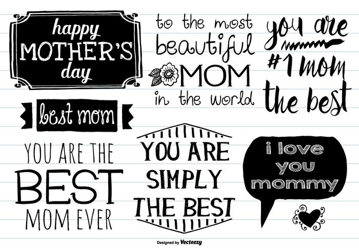 Cute Hand Drawn Motther's Day Labels vector