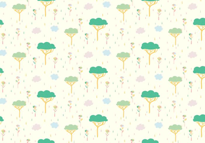 Tree Plants Pastel Pattern vector