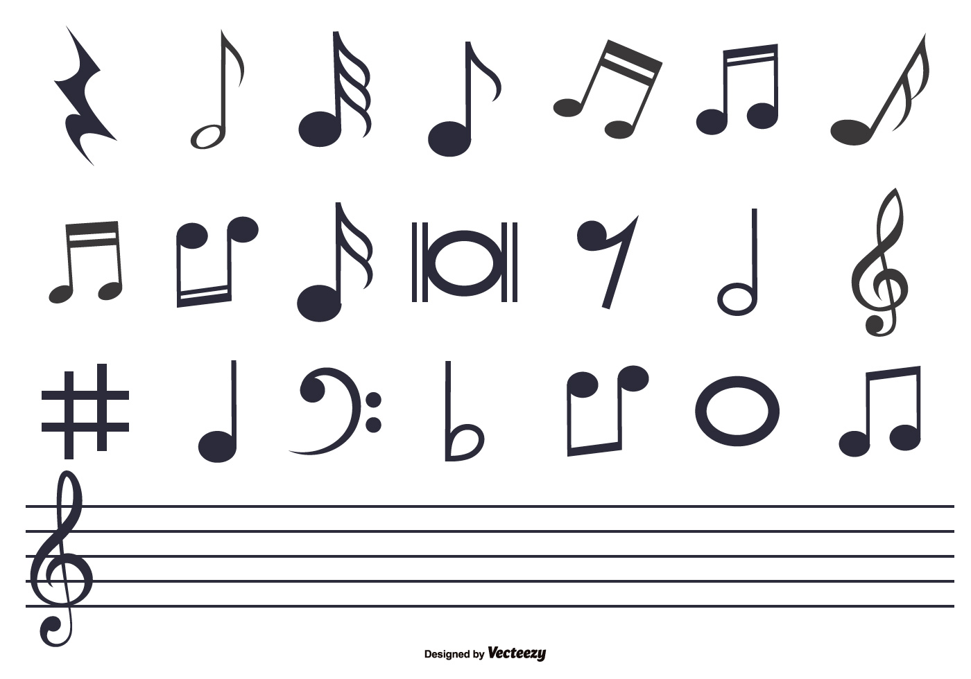 Here is a very useful set of assorted musical notes that I am sure you can find...