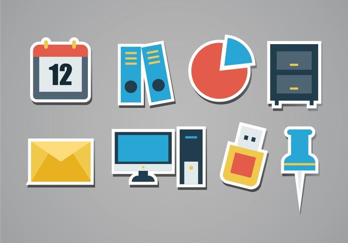 Free Office Sticker Icon Set vector