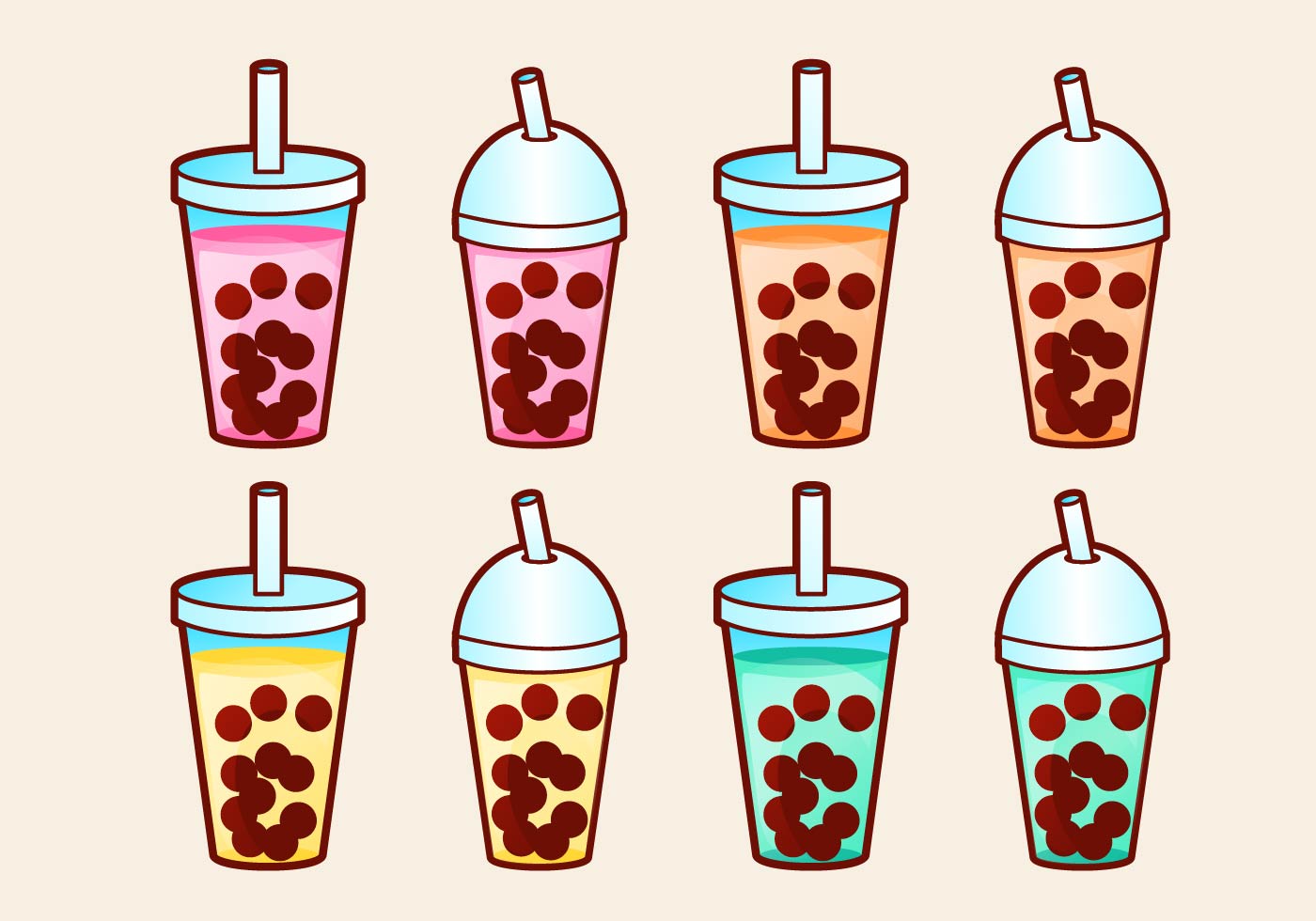 Bubble Tea Vector Set - Download Free Vectors, Clipart Graphics & Vector Art