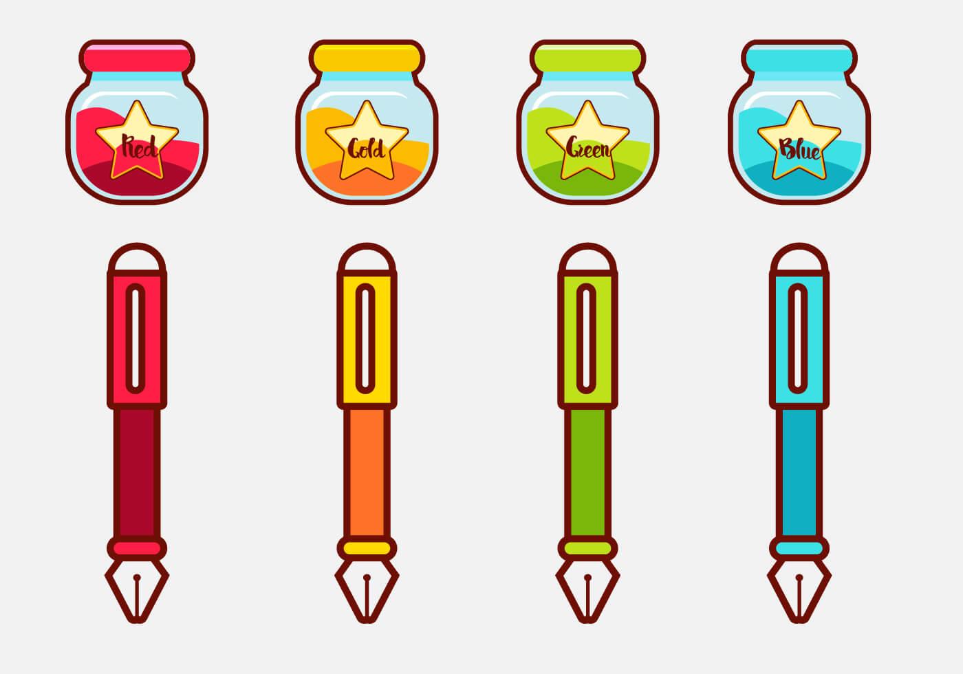 Cute Ink Pot Vector Set 117001 Vector Art at Vecteezy