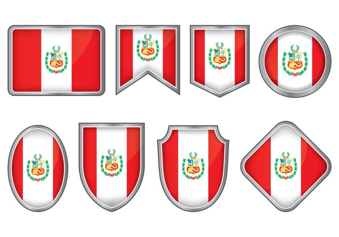 Peru Flag Badge Vectors