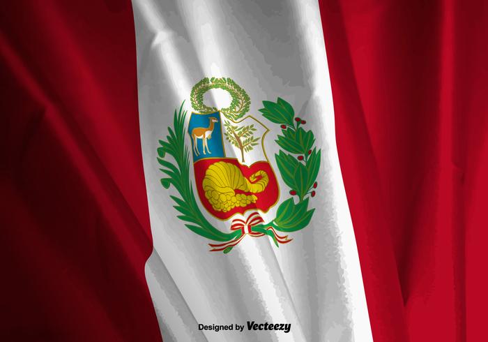 Ilustración vectorial realista de la bandera de Perú vector