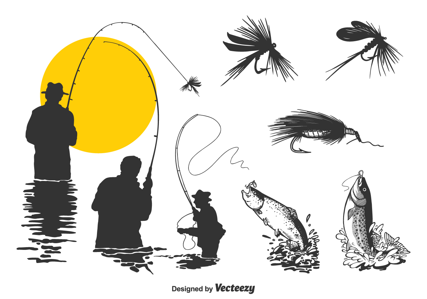 Download Fly Fishing Vector Set - Download Free Vector Art, Stock ...