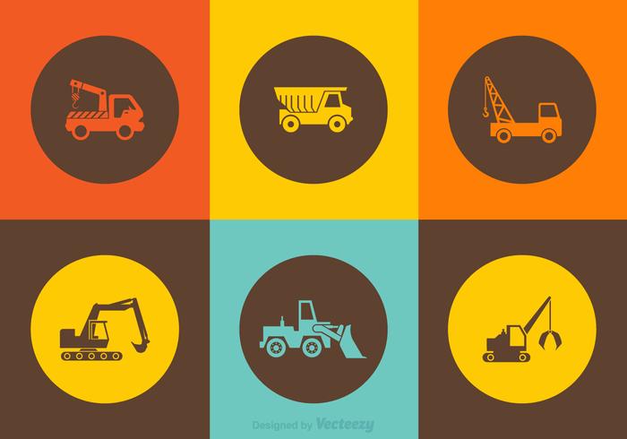 Iconos libres del carro de la construcción del vector