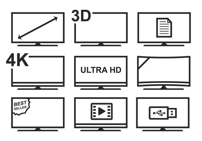 Libre LED TV Icon Set vector