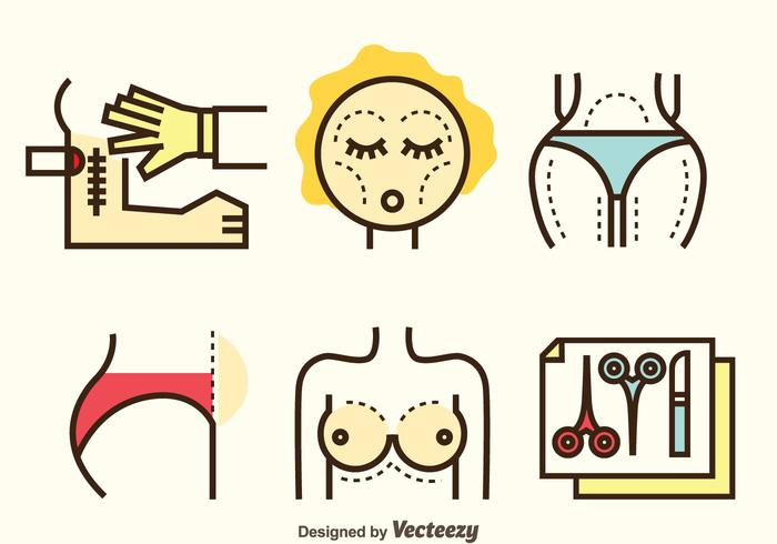 Plastic Surgery Icons Set vector