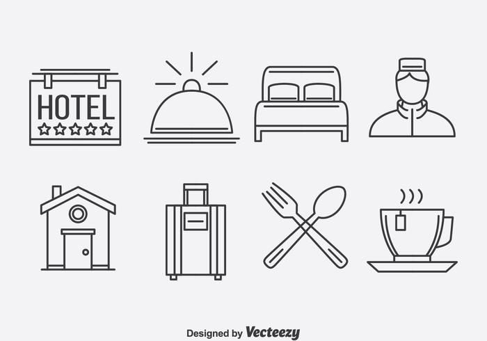 Hotel Outline Icons Vector