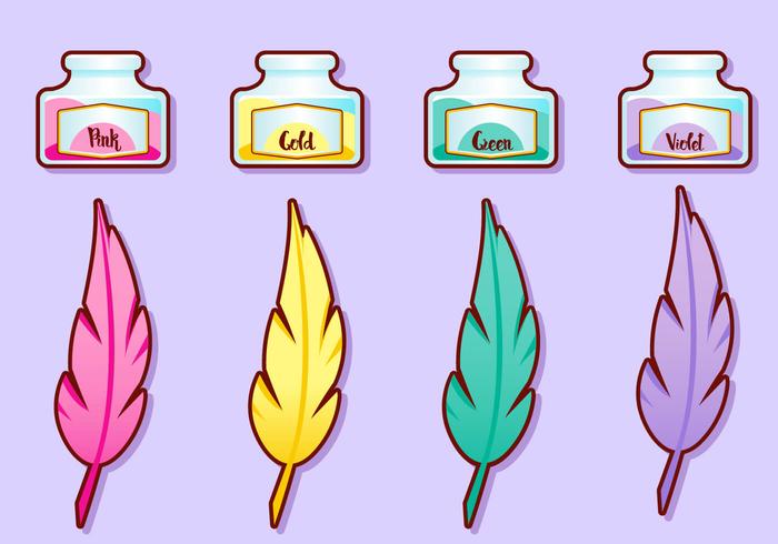 Ink Pot Girly Vector Set Ink Pot Girly Vector Set