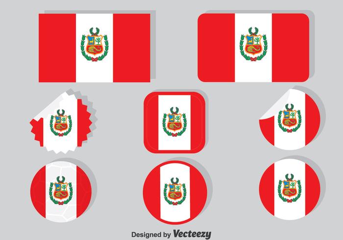 Colección de la bandera de Perú vector