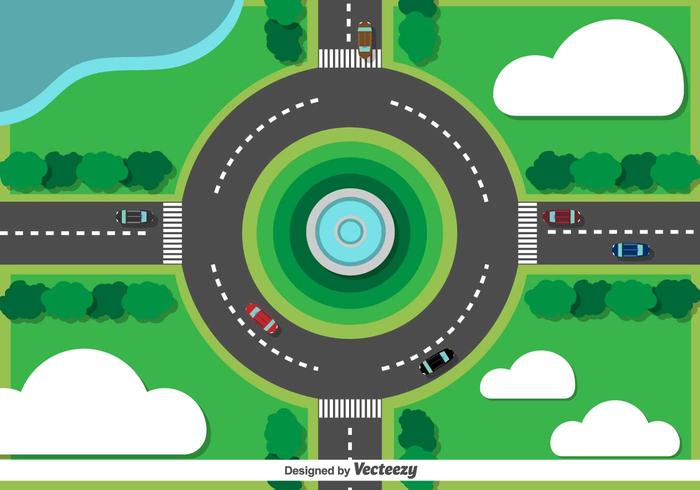 Vector rotonda del tráfico de la ciudad