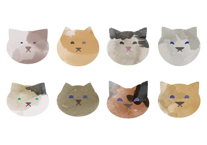 Vector Watercolor Cats Collection Vector Watercolor Cats Collection