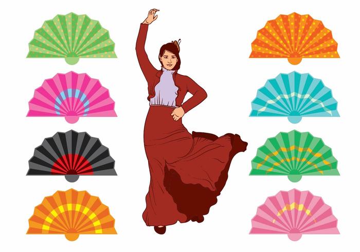 Spanish Fan and Dancer Set vector
