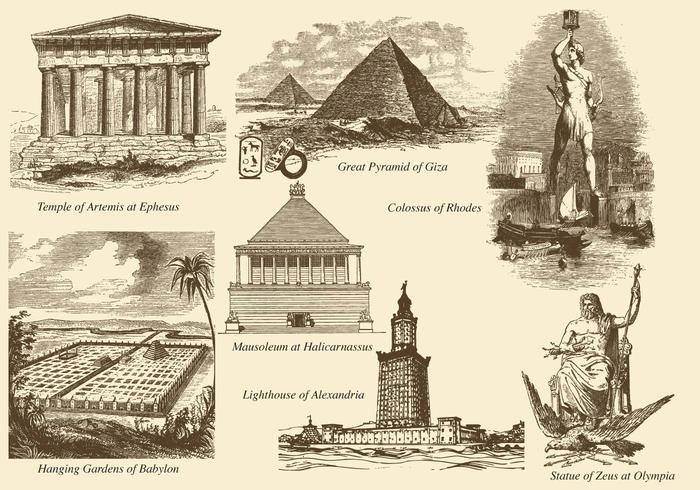 Seven Wonders Of The World vector