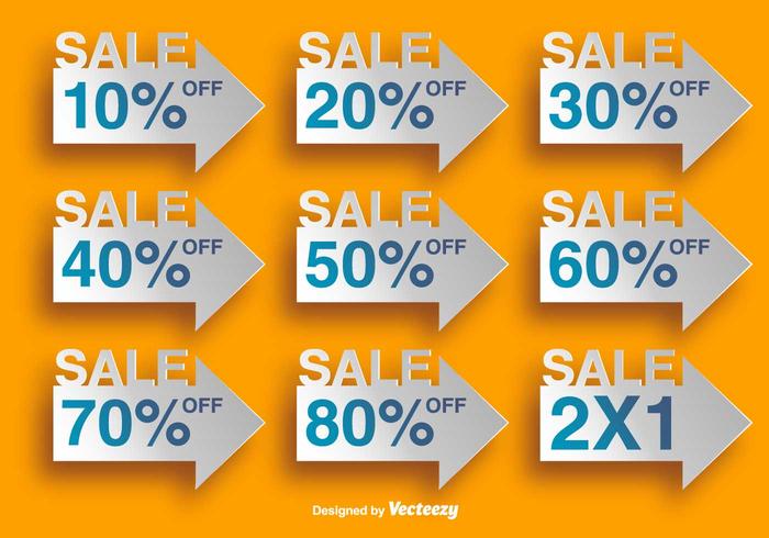Arrow Shaped Labels With Discounts - Vector Elements