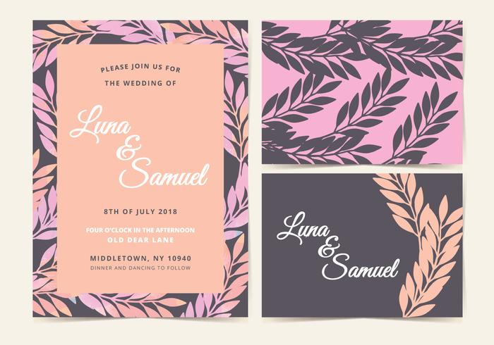 Pink and Brown Branch Vector Wedding Invite