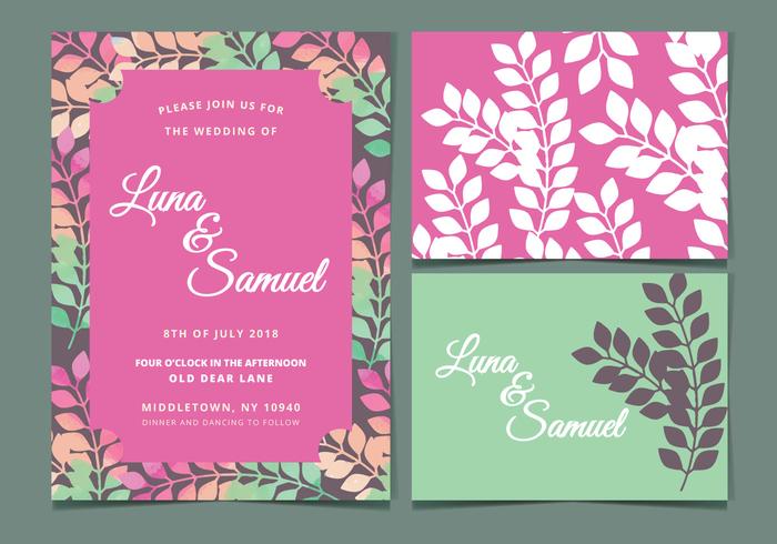 Vector Pink Floral Wedding Invite