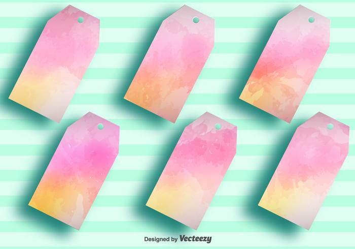 Vector Blank Watercolored Tag Labels - Set of 6 Vector Blank Watercolored Tag Labels - Set of 6