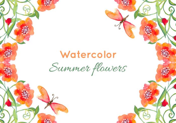 Vector Watercolor Poppies Background