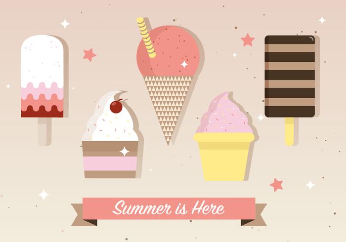 Flat Ice Cream Vector Illustration