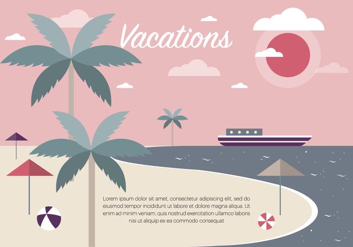 Free Vintage Summer Beach Vector Illustration