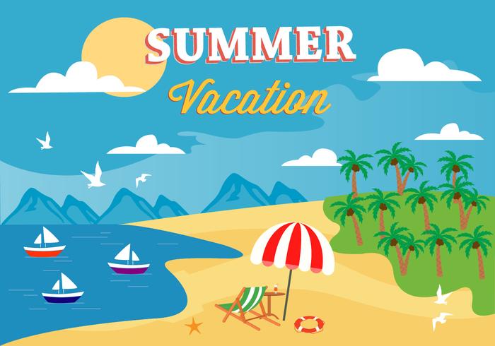 Free Summer Beach Vector Illustration