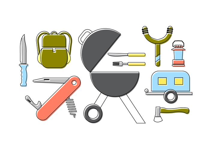 Family Picnic Icons vector