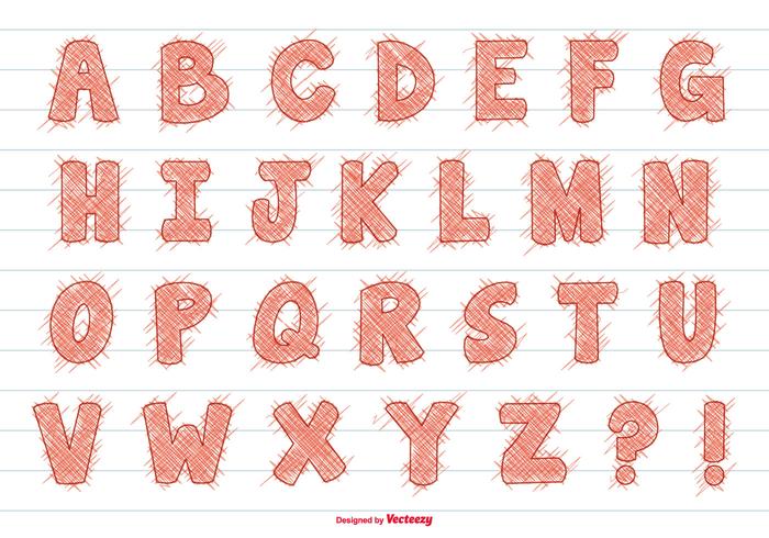 Cute Scribble Style Alphabet Set Cute Scribble Style Alphabet Set