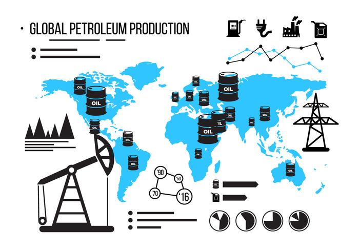 Infografía del vector del campo petrolífero