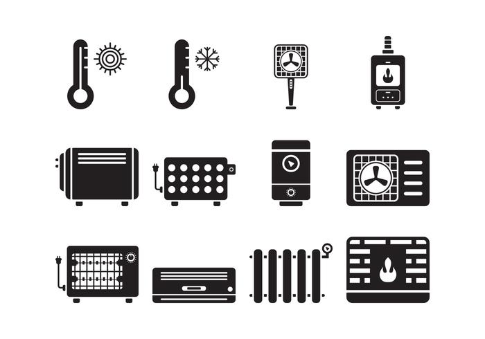 Heating and Cooling Icons vector