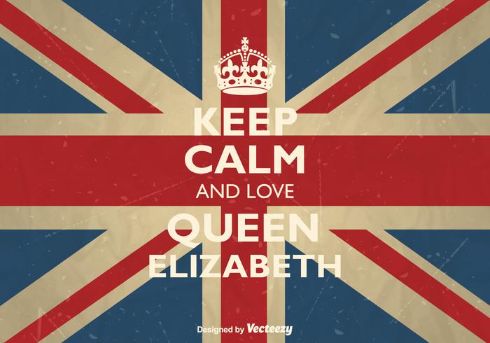 Vector libre mantener la calma y el amor Queen Elizabeth