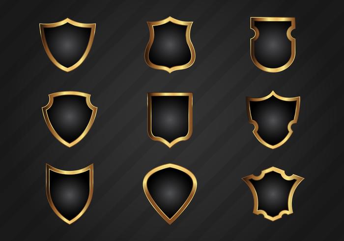 Free Realistic Gold Shield Shapes Vector Free Realistic Gold Shield Shapes Vector