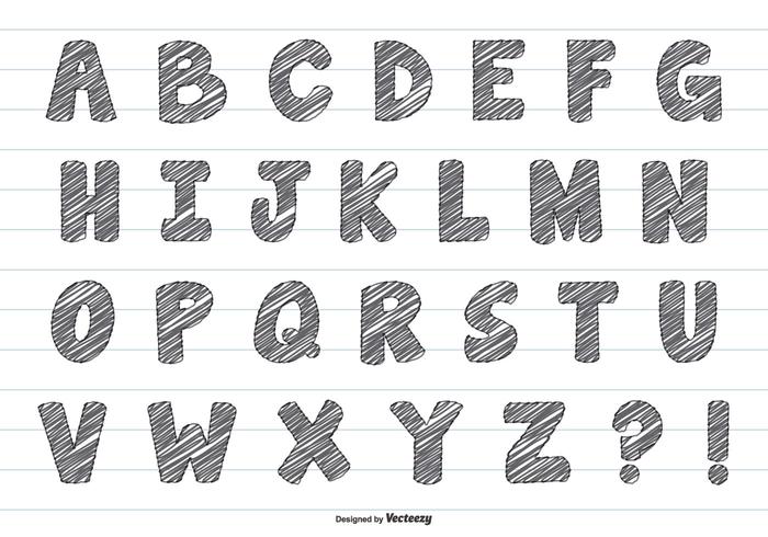 Cute Scribble Style Vector Alphabet Cute Scribble Style Vector Alphabet