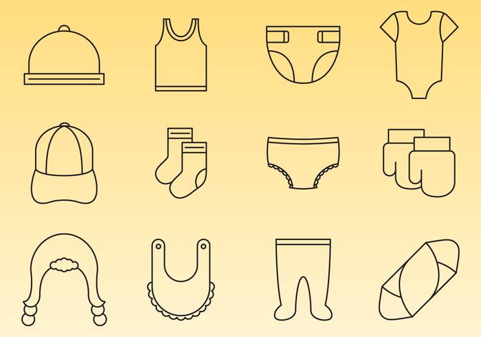 Baby Clothe Accessories Icons Baby Clothe Accessories Icons