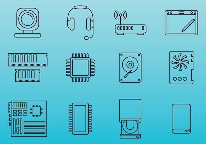 Computer Parts Icons vector