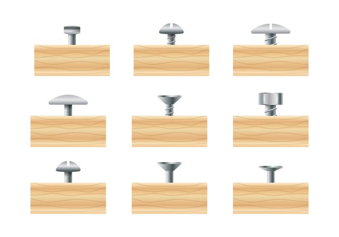 Cabeza de clavo sobre madera vector