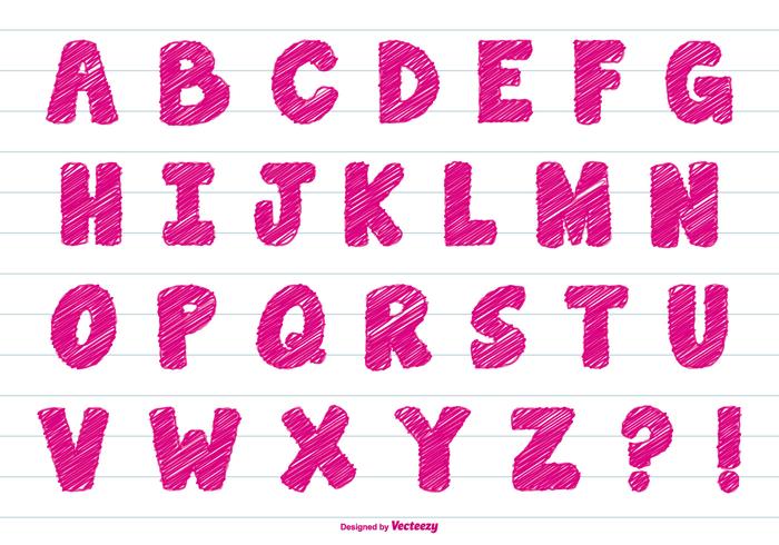 Cute Scribble Style Vector Alphabet Cute Scribble Style Vector Alphabet