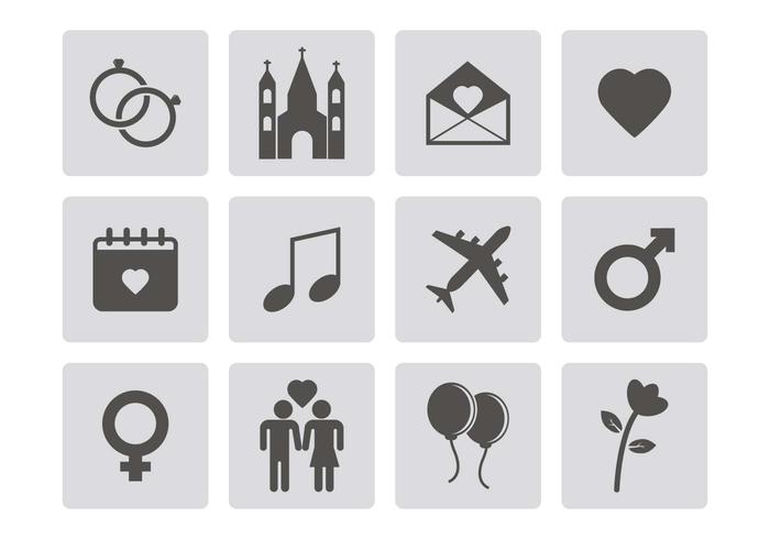 Iconos de boda gratis Vector