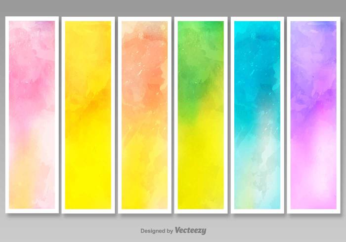Vector Blank Watercolored Banners - Set of 6