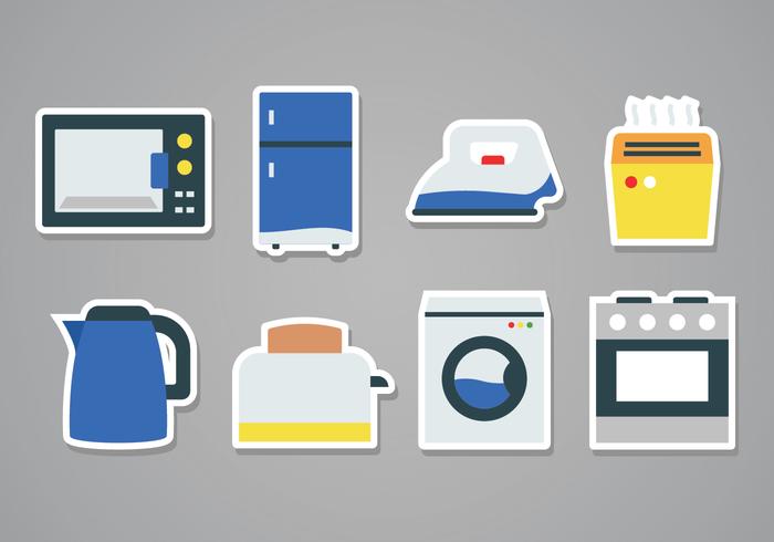 Iconos gratis de la etiqueta engomada de los electrodomésticos vector