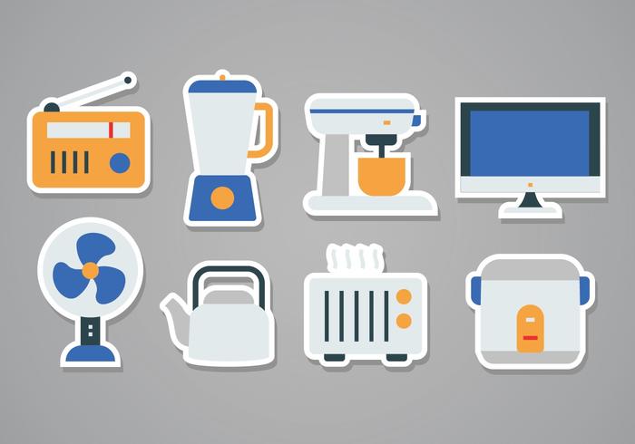 Libre de Electrodomésticos Sticker Icon Set vector